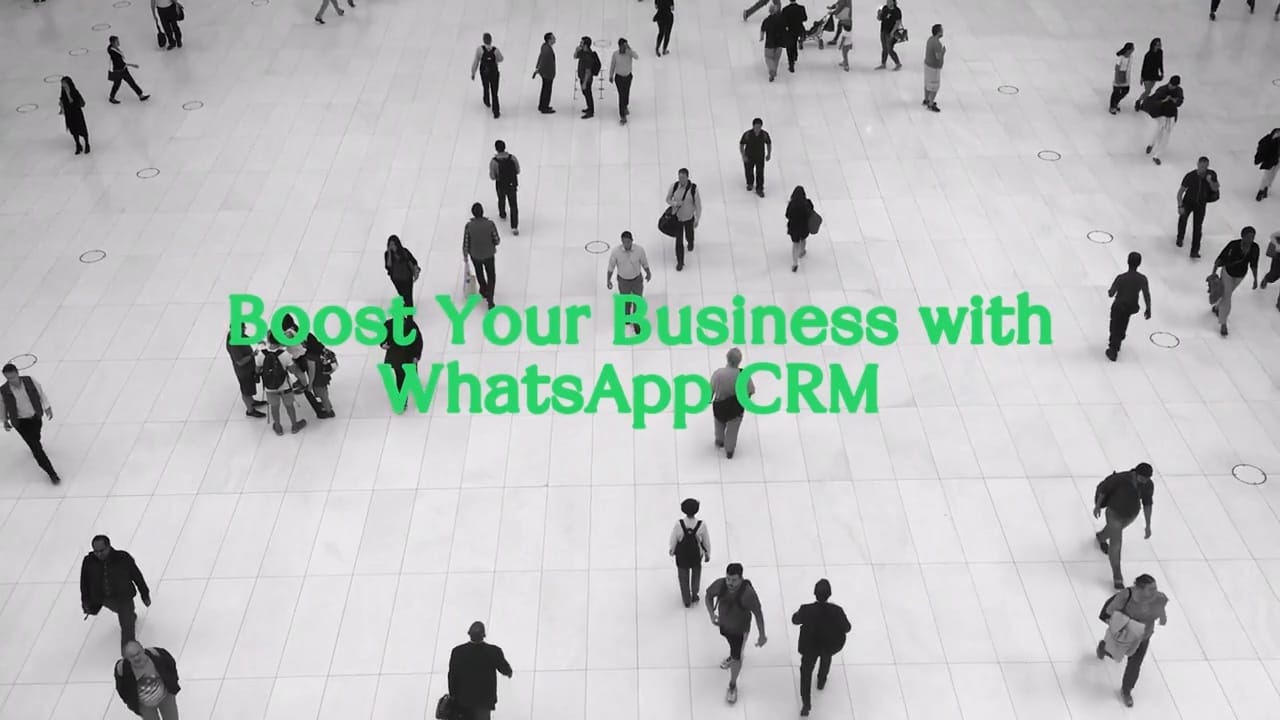 People walking, text: Boost Your Business with WhatsApp CRM.