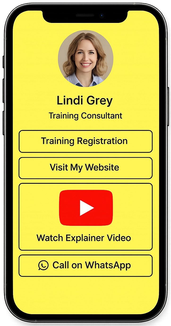 Training consultant contact options on smartphone screen.