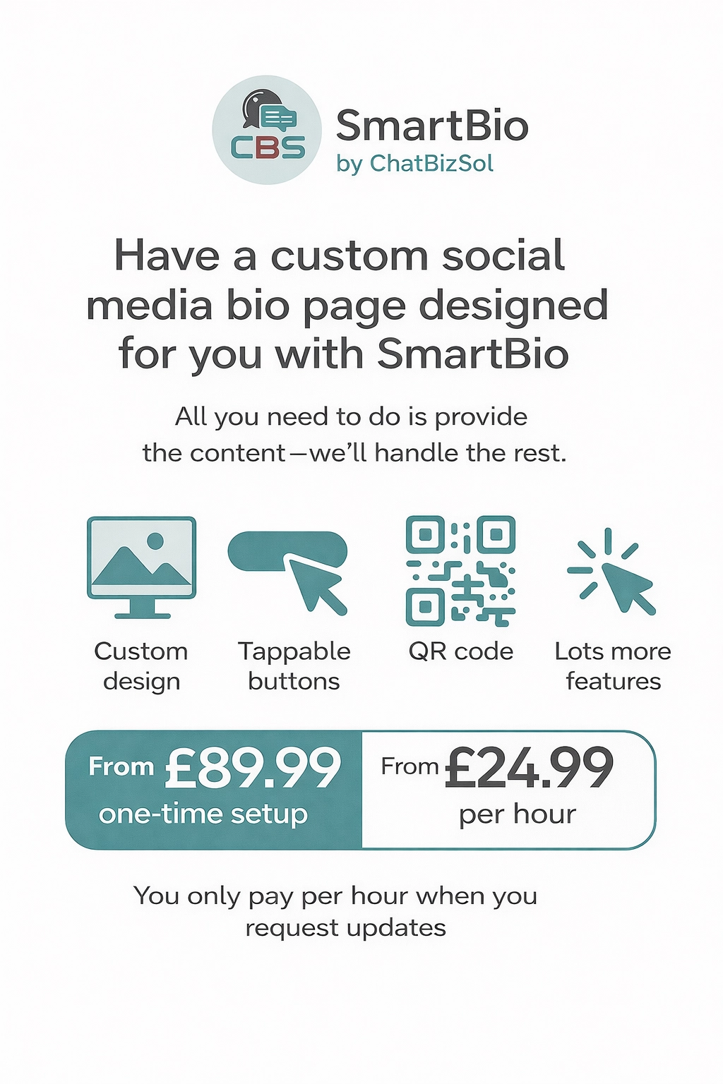 SmartBio custom social media bio page pricing advert