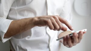 Smartphone displaying a messaging conversation