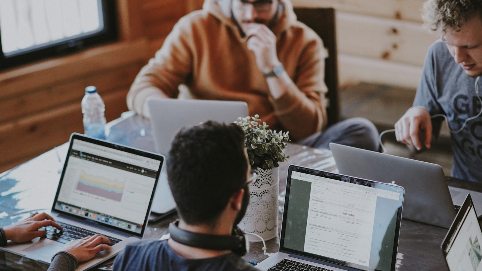 Colleagues collaborating around a table